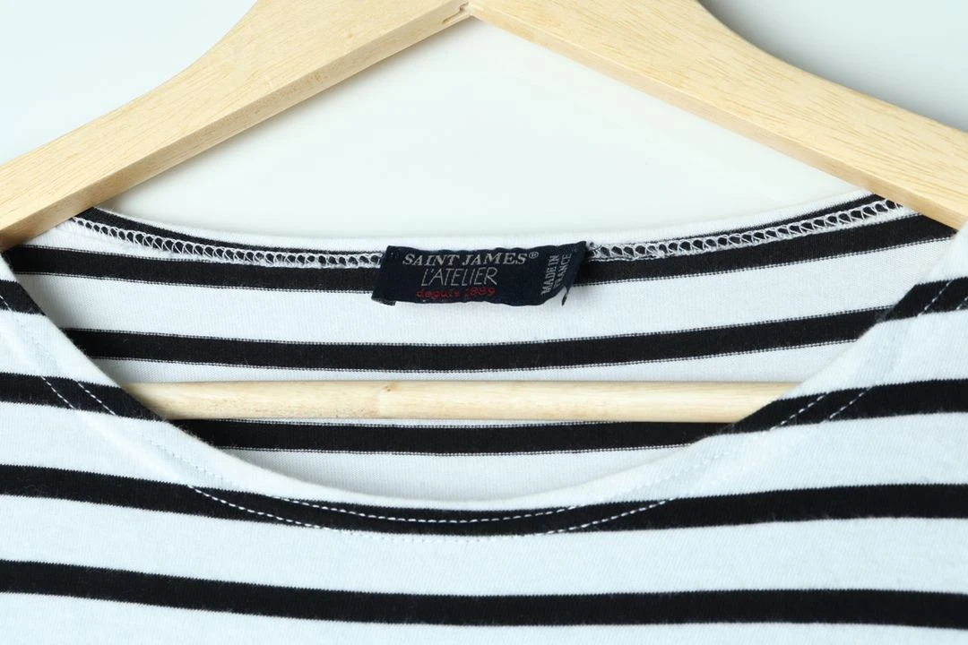 (L-XL) 세인트제임스 긴팔티셔츠 단가라 흰검 유행 이미지