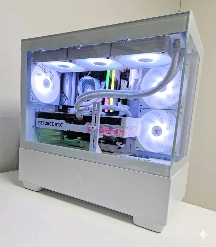 9800X3D RTX5080 화이트 데스크탑 이미지