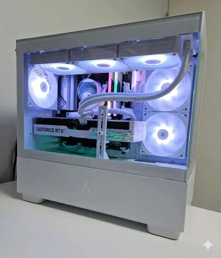 9800X3D RTX5080 화이트 데스크탑 이미지