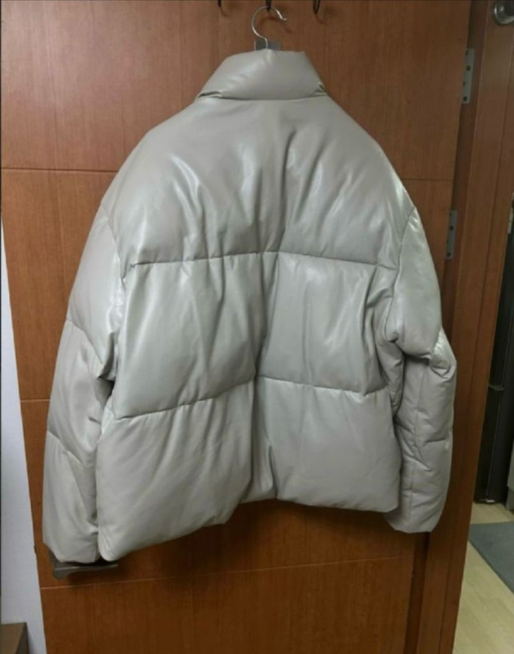 [2XL/베이지] 무신사 신세틱 레더 푸퍼 숏 패딩 재킷 이미지