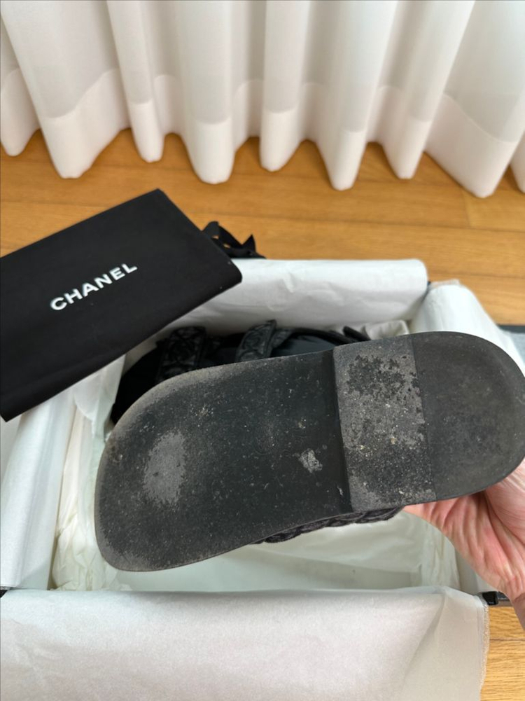 샤넬 벨크로 데님 샌들 37사이즈 이미지