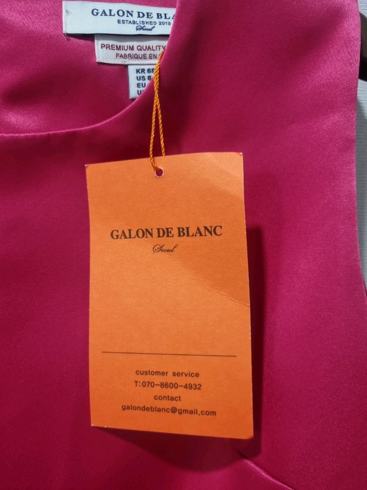 GALON DE BLANC 새틴 핑크 플리츠 원피스 66새상품급 고급 새틴 미니원피스 이미지