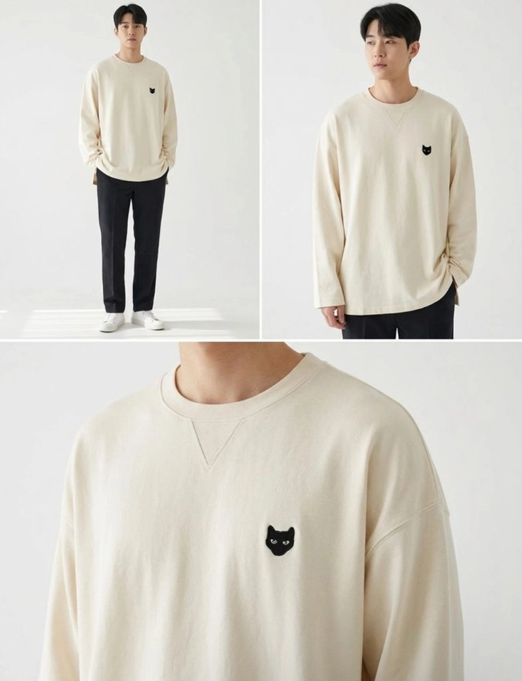 [L] 송지오 남성 지제로 팬서 커프 롱슬리브 맨투맨 티셔츠 아이보리 이미지