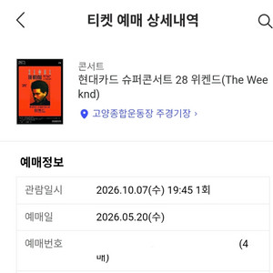 위켄드 10.7 콘서트 스탠딩4연석 이미지