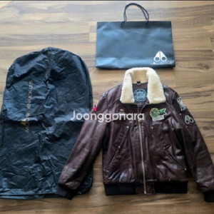 Moose Knuckles 정품 무스너클 항공 가죽 자켓 (XL) 스타워즈 패치 커스텀 버전 봄버 자켓 이미지