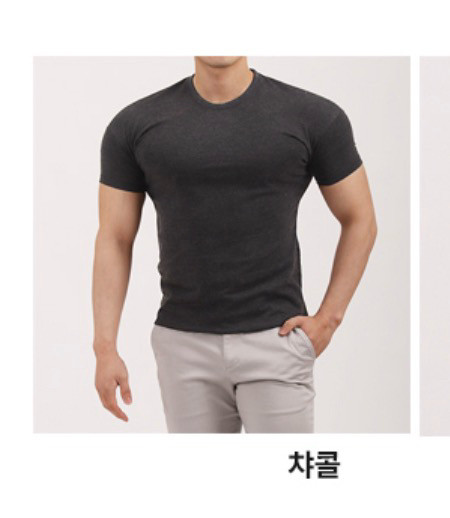 맥커스 프리미엄 머슬핏 티셔츠 블랙 차콜 색상 이미지
