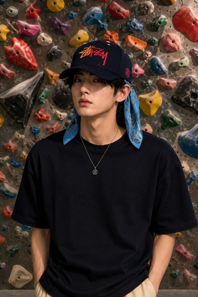 STUSSY 스투시 그라데이션 빅로고 스냅백 캡 - 네이비 이미지