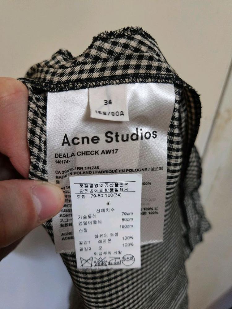 34사이즈) 아크네 스튜디오 Acne Studios 델라 체크 원피스 이미지