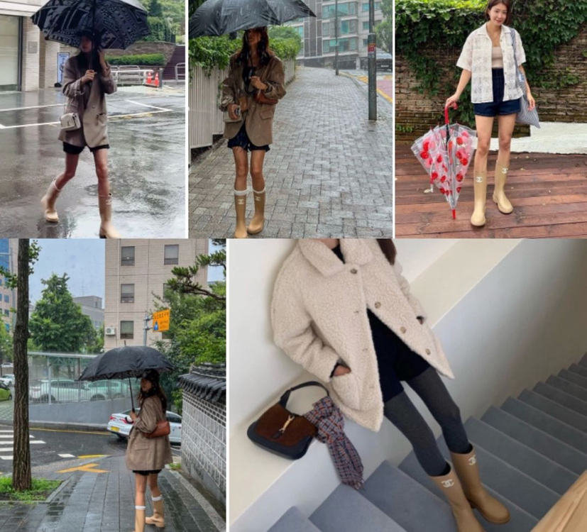 정품 샤넬 레인부츠 베이지 38(240)풀구성 이미지