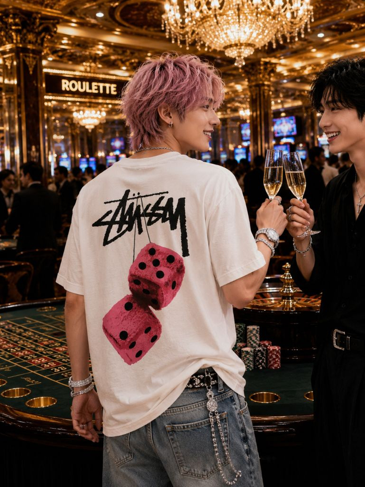 STUSSY 스투시 퍼지 다이스 그래픽 반팔 티셔츠 이미지
