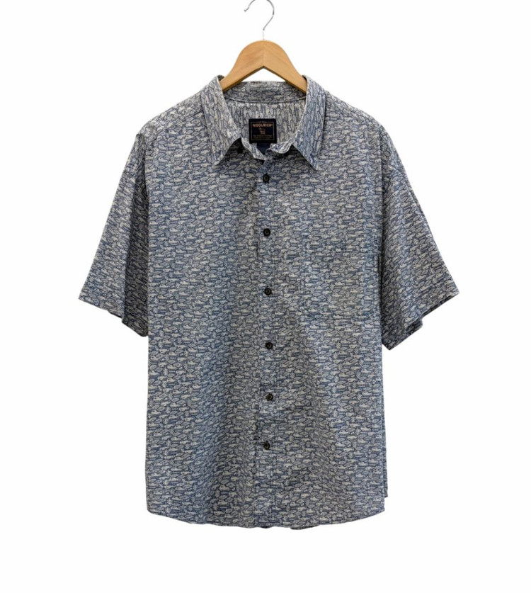 00년대 울리치 빈티지 패턴 반팔셔츠 인디고블루 (2XL) 이미지