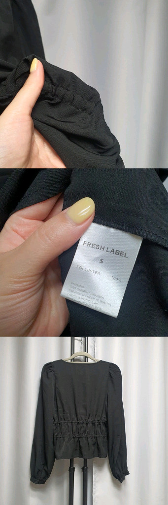 fresh label 프레시라벨 스퀘어넥 리본 셔링 블라우스 이미지