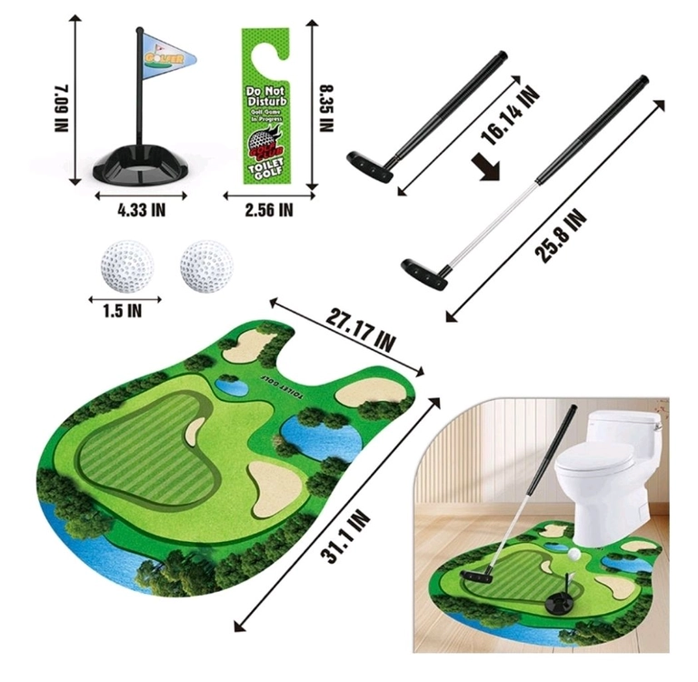 화장실 미니 골프 퍼팅 매트 세트(Toilet Golf Set) 이미지