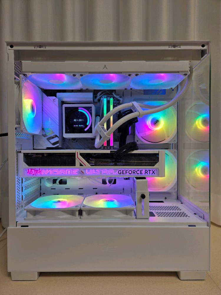9800x3d, b850m wifi, rtx 5080 화이트 초고사양pc 이미지