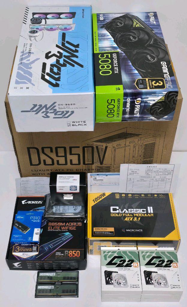 (9850X3D 새제품 수랭)RTX5080, 32GB,B850M,수랭쿨러,1050W GOLD,방송게이밍컴퓨터본체 이미지