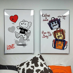 그림 액자 팝아트 인테리어소품 스누피 카우스 하트 가방그림 모던아트 거실 대형 아트포스터 벽장식 신혼집 개업선물 이미지