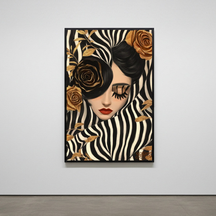 금빛 침묵의 정원 그림 액자 팝아트 인테리어소품 세련된 여자그림 인물액자 대형 거실 침실 벽장식 홈데코 선물용 이미지