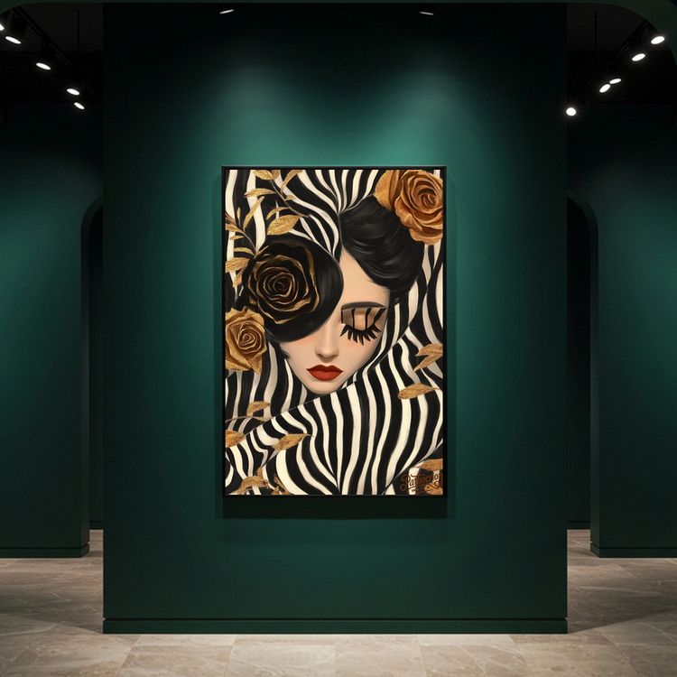 금빛 침묵의 정원 그림 액자 팝아트 인테리어소품 세련된 여자그림 인물액자 대형 거실 침실 벽장식 홈데코 선물용 이미지