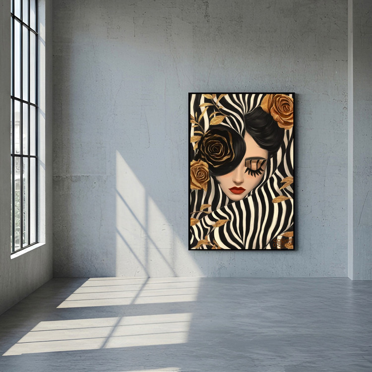 금빛 침묵의 정원 그림 액자 팝아트 인테리어소품 세련된 여자그림 인물액자 대형 거실 침실 벽장식 홈데코 선물용 이미지