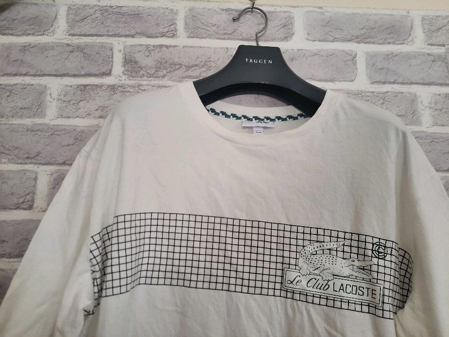 라코스테 화이트 반팔 티셔츠 XL 이미지