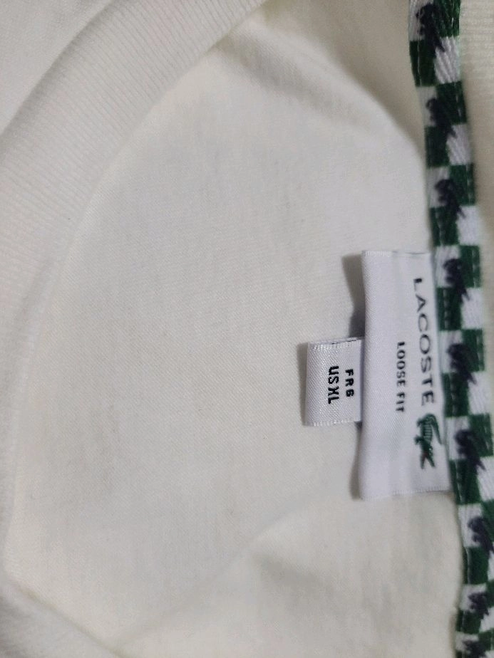 라코스테 화이트 반팔 티셔츠 XL 이미지