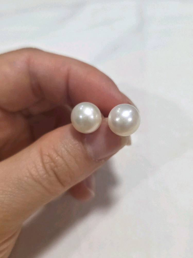 (새상품) 천연 진주 귀걸이 은침 이미지