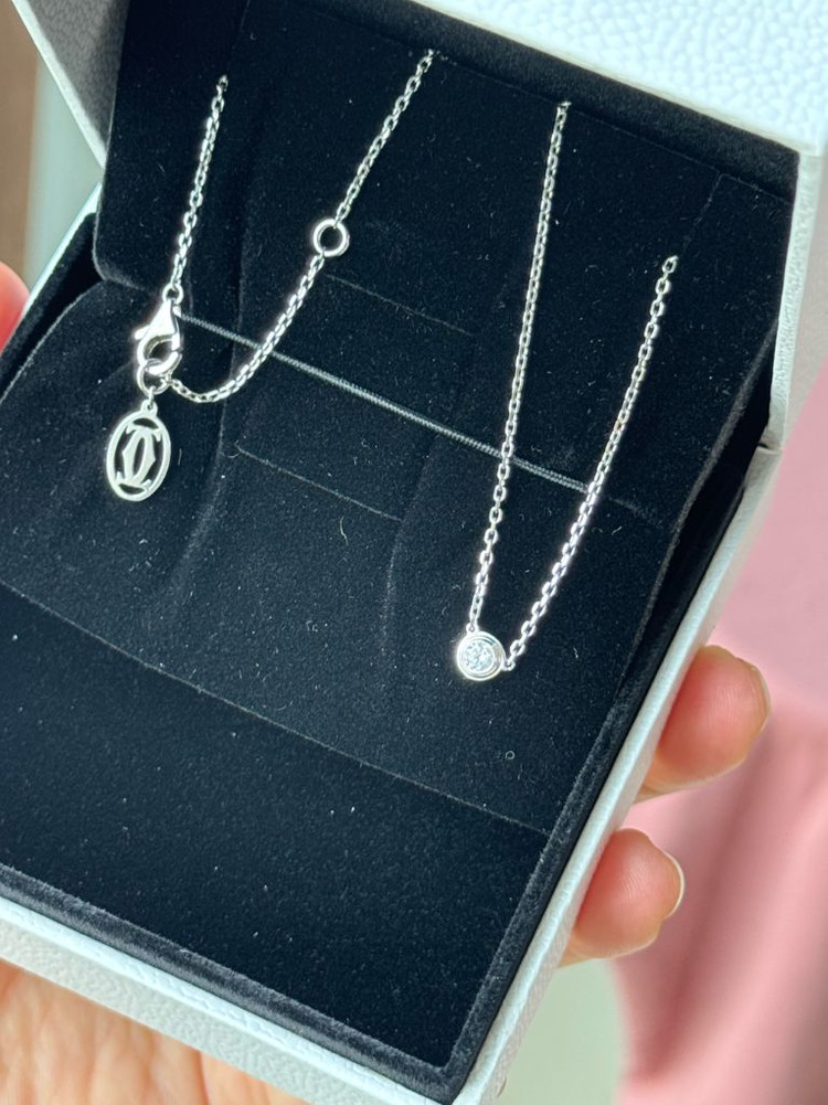 다무 14k 화이트골드 랩다이아 베젤 목걸이 이미지