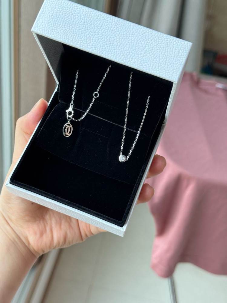 다무 14k 화이트골드 랩다이아 베젤 목걸이 이미지