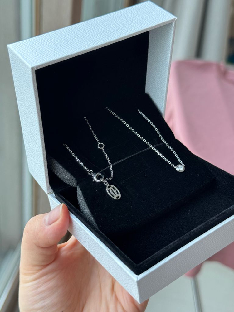 다무 14k 화이트골드 랩다이아 베젤 목걸이 이미지