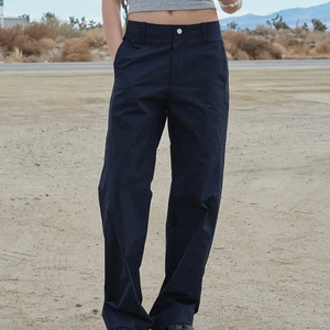 로우클래식 페이퍼 팬츠 PAPER STRAIGHT-FIT PANTS_NAVY_LC251PT12NV 이미지