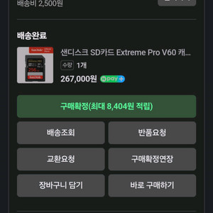 샌디스크 SD카드 Extreme Pro V60 캐논 소니 카메라 메모리 256GB 이미지