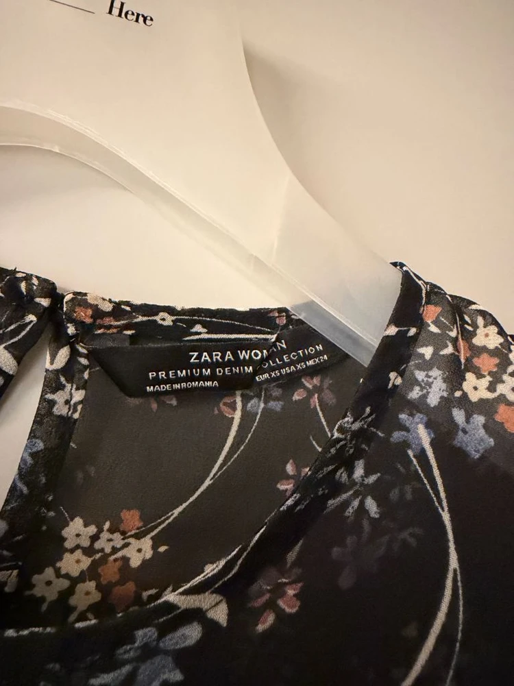 ZARA 플로럴패턴 쉬폰 블라우스 XS 55 이미지