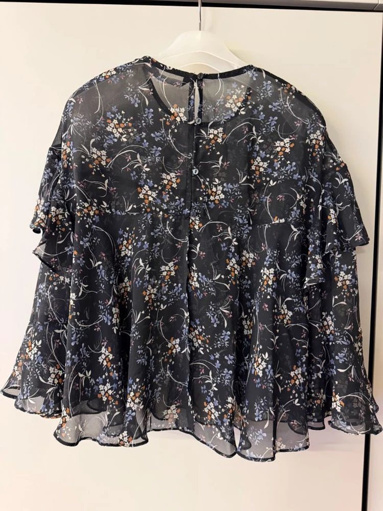 ZARA 플로럴패턴 쉬폰 블라우스 XS 55 이미지