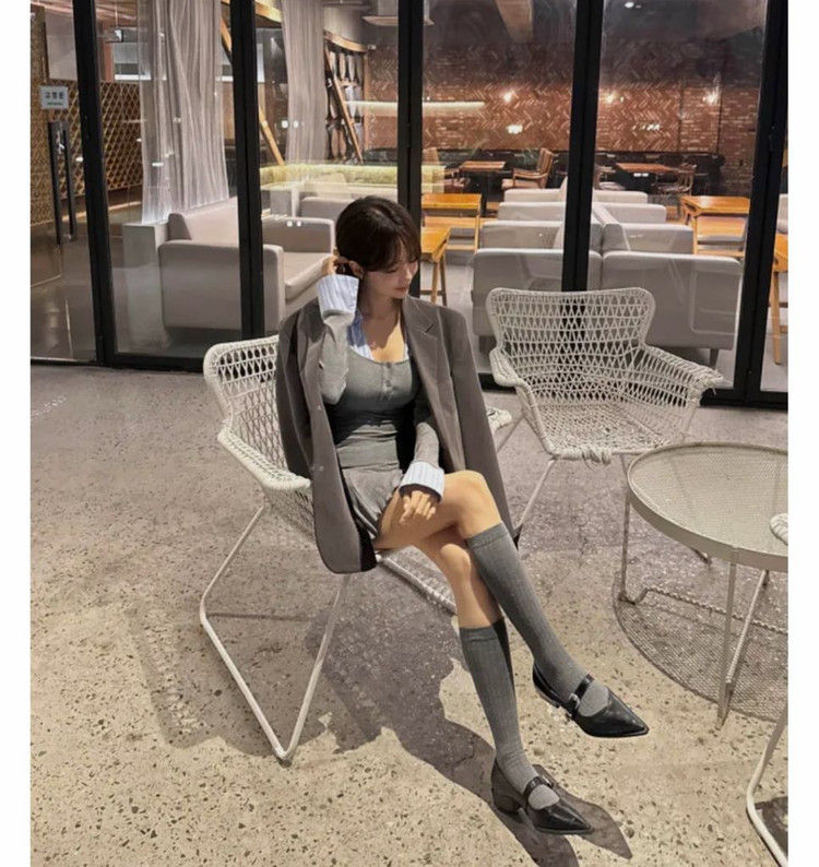 새상품) 커프스 셔츠 레이어드 원피스 에이블리 그레이 이미지