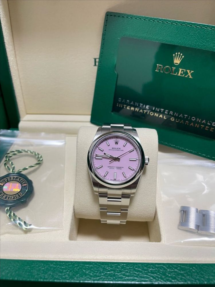 로렉스 124200 오이스터 퍼페츄얼 34mm 캔드핑크 판매 이미지