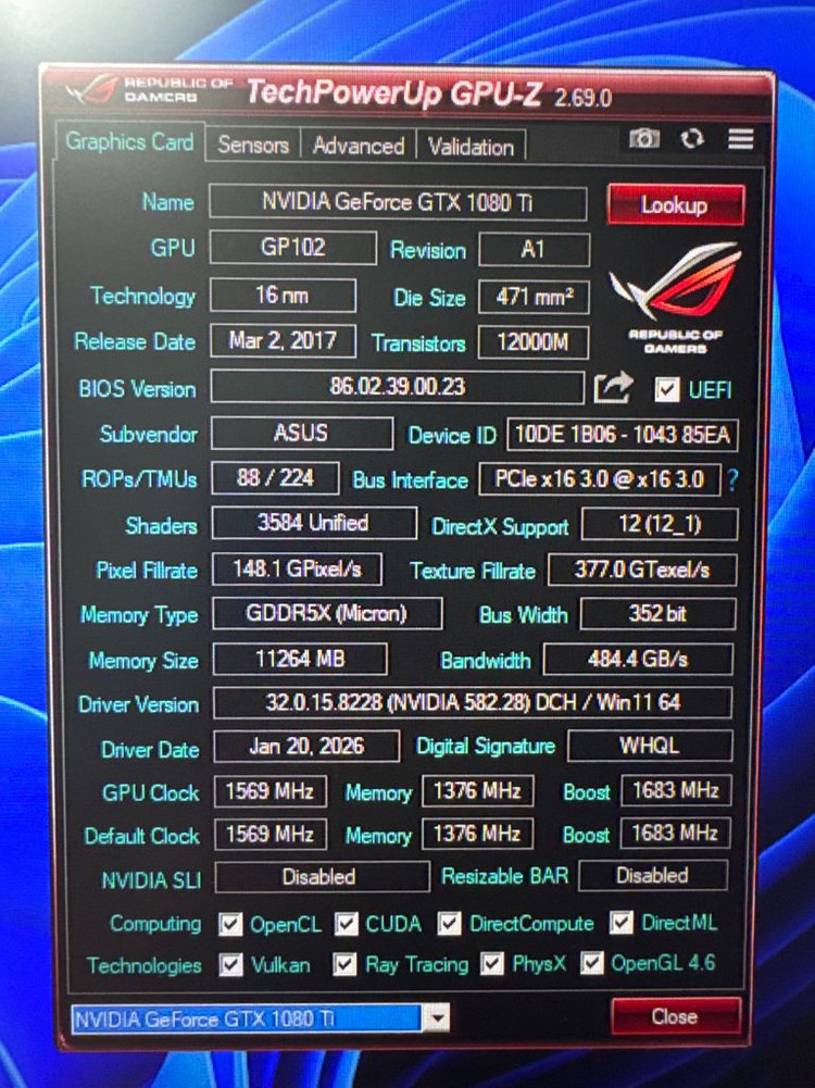 ASUS ROG STRIX GTX 1080Ti 판매 4060동급 이미지