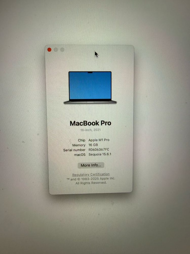 맥북 프로 16인치 M1 Pro 16GB 1tb 풀박 이미지