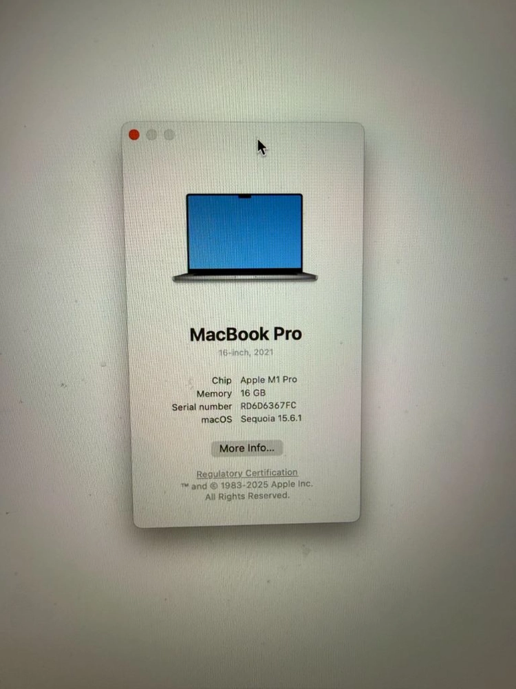 맥북 프로 16인치 M1 Pro 16GB 1tb 풀박 이미지