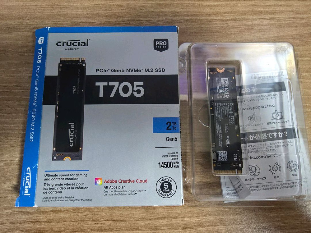Crucial T705 2TB Gen5 NVMe M.2 SSD 새제품 이미지