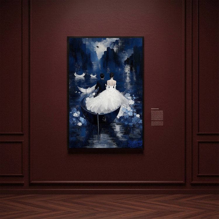 [작품 이름] 달빛에 닻을 내리다 그림 액자 팝아트 인테리어소품 신혼부부그림 웨딩액자 보트그림 달빛유화 대형 거실인 이미지