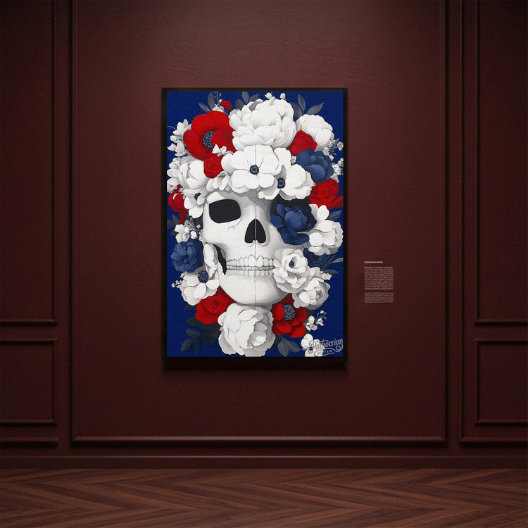 [작품 이름] 영원한 피안 그림 액자 팝아트 인테리어소품 해골꽃그림 꽃액자 레드 화이트 블루 모던아트 거실 대형 이미지