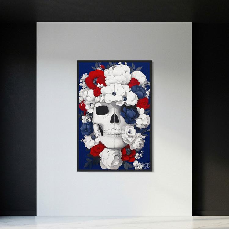 [작품 이름] 영원한 피안 그림 액자 팝아트 인테리어소품 해골꽃그림 꽃액자 레드 화이트 블루 모던아트 거실 대형 이미지