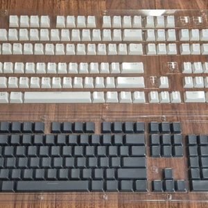 기계식 키보드 키캡 104키 ABKO Hacker PBT 이중사출 화이트+LP 그레이 일괄 LED 투과형 이미지