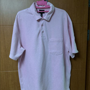 [L] H&M 수건 타월 카라티 폴로셔츠 핑크 이미지