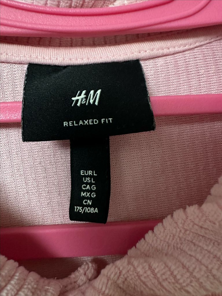 [L] H&M 수건 타월 카라티 폴로셔츠 핑크 이미지
