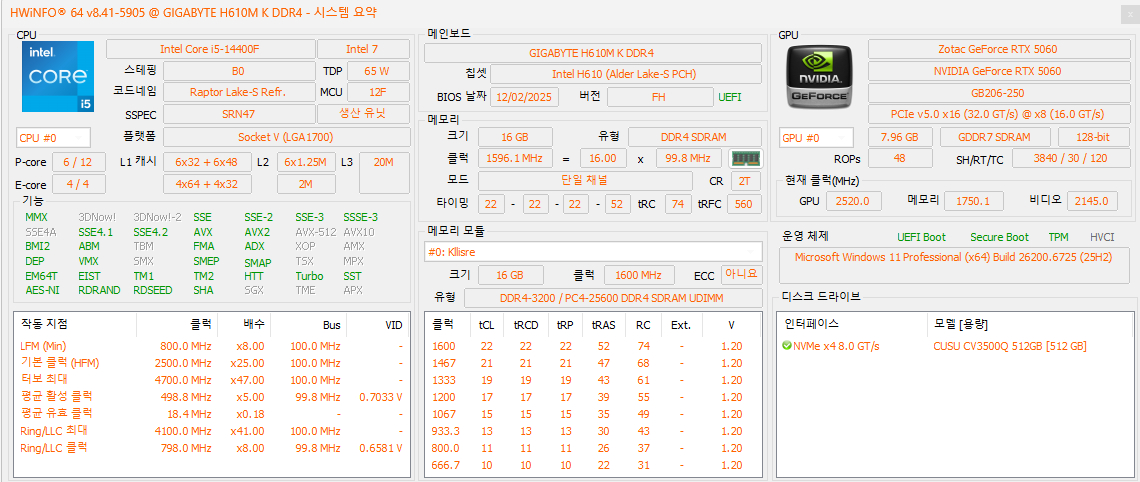 (안산/시흥) 인텔 i5-14400F, RTX 5060 게이밍 컴퓨터 본체 판매 합니다. 이미지