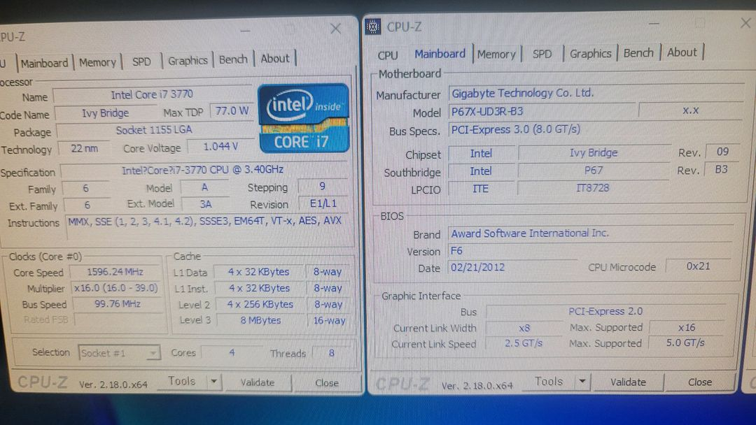 cpu 최고급 보드세트 i7-3770 GA-P67X-UD3R-B3 이미지