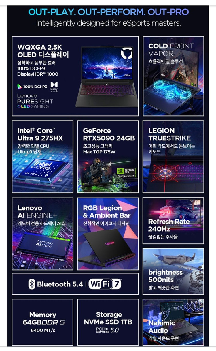 [미개봉]레노버 LEGION Pro 7 16IAX10 U9 5090 Plus 64GB W11 게이밍노트북 판매합니다 이미지