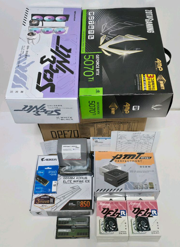 (새제품 수랭 화이트)9800X3D, RTX5070Ti, 32GB, 수랭쿨러, 850W GOLD,방송게이밍컴퓨터본체 이미지