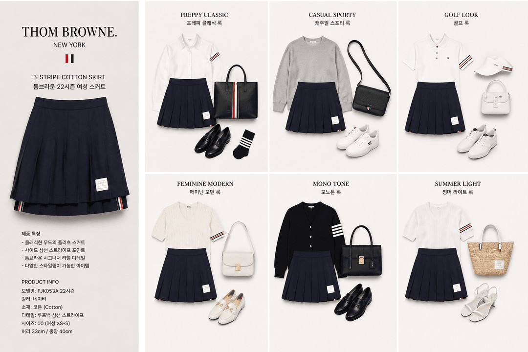 [정품] THOM BROWNE 톰브라운 22시즌 네이비 플리츠 스커트 이미지